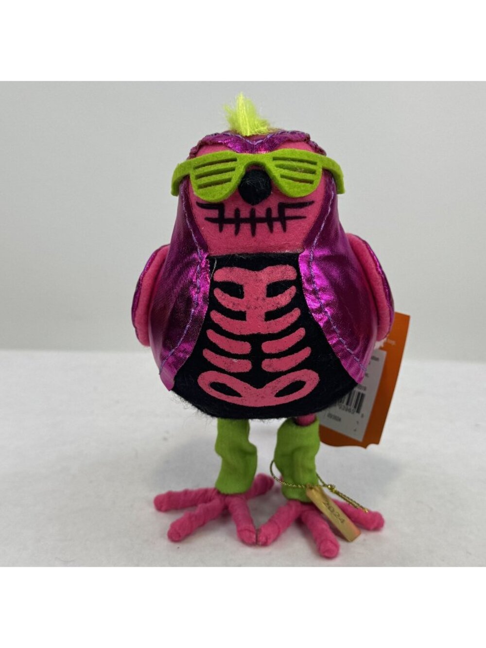 Hyde & Eek! Glitter Featherly Friends Halloween Bird 80's Skeleton Neon Pink NEW